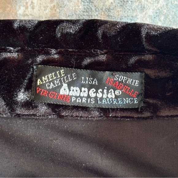 VTG Amnesia Paris Crushed Velvet Jacket Size 2 Black Whimsigoth Fairy Witchy 90s - Picture 11 of 13